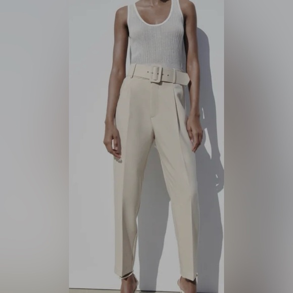 VGUC Zara Cream High-waisted Dress Pants Large - Picture 3 of 3